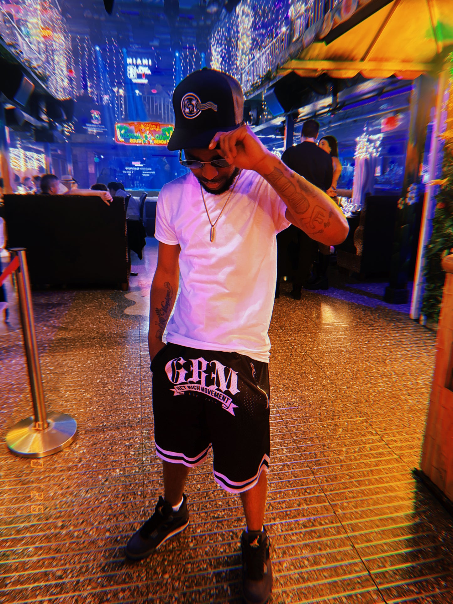 GRM men’s black and white basketball short set