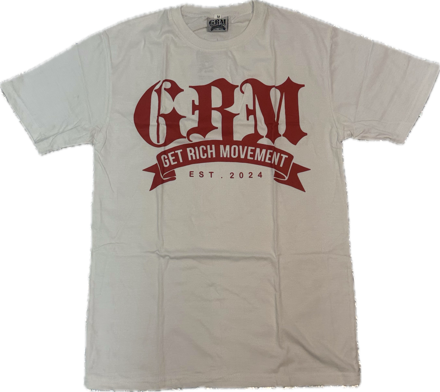 GRM men’s t-shirt – white & red