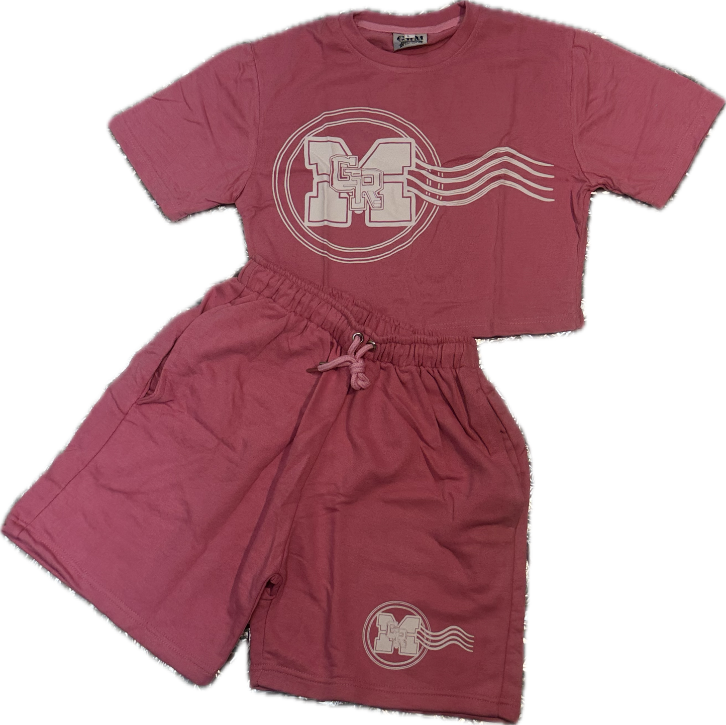 GRM women’s cotton two-piece set – pink & white