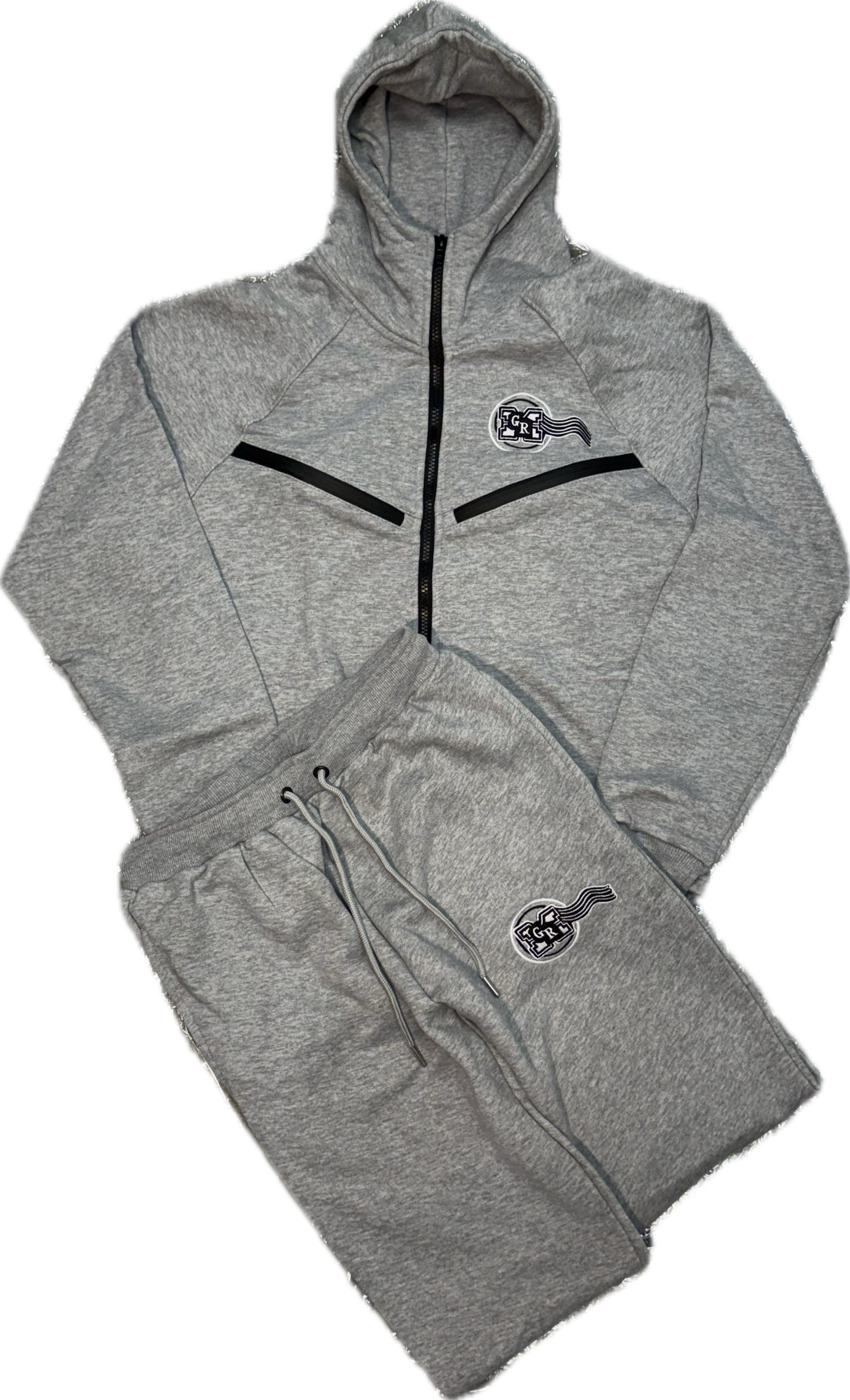 GRM women’s grey tech-style jogging suit.