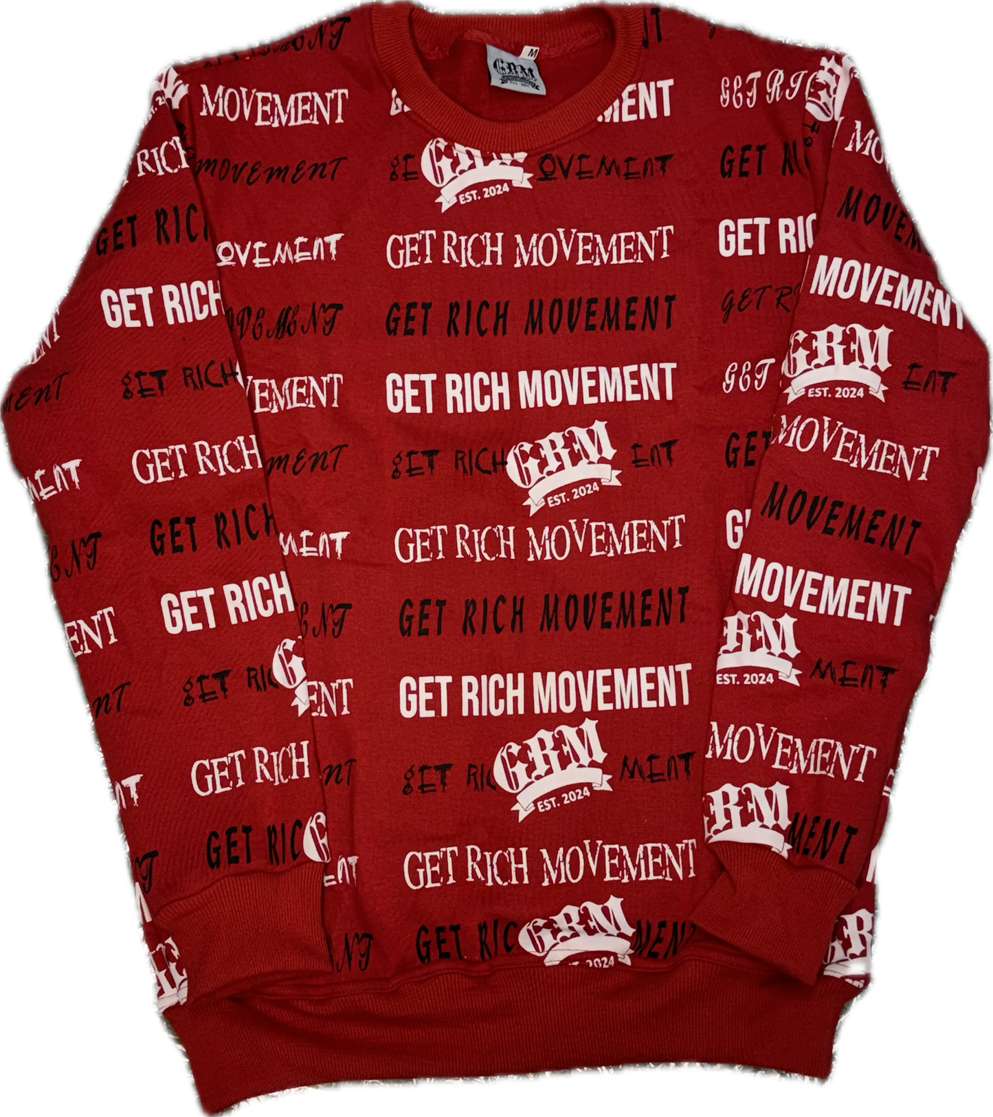 GRM red and white printed sweater