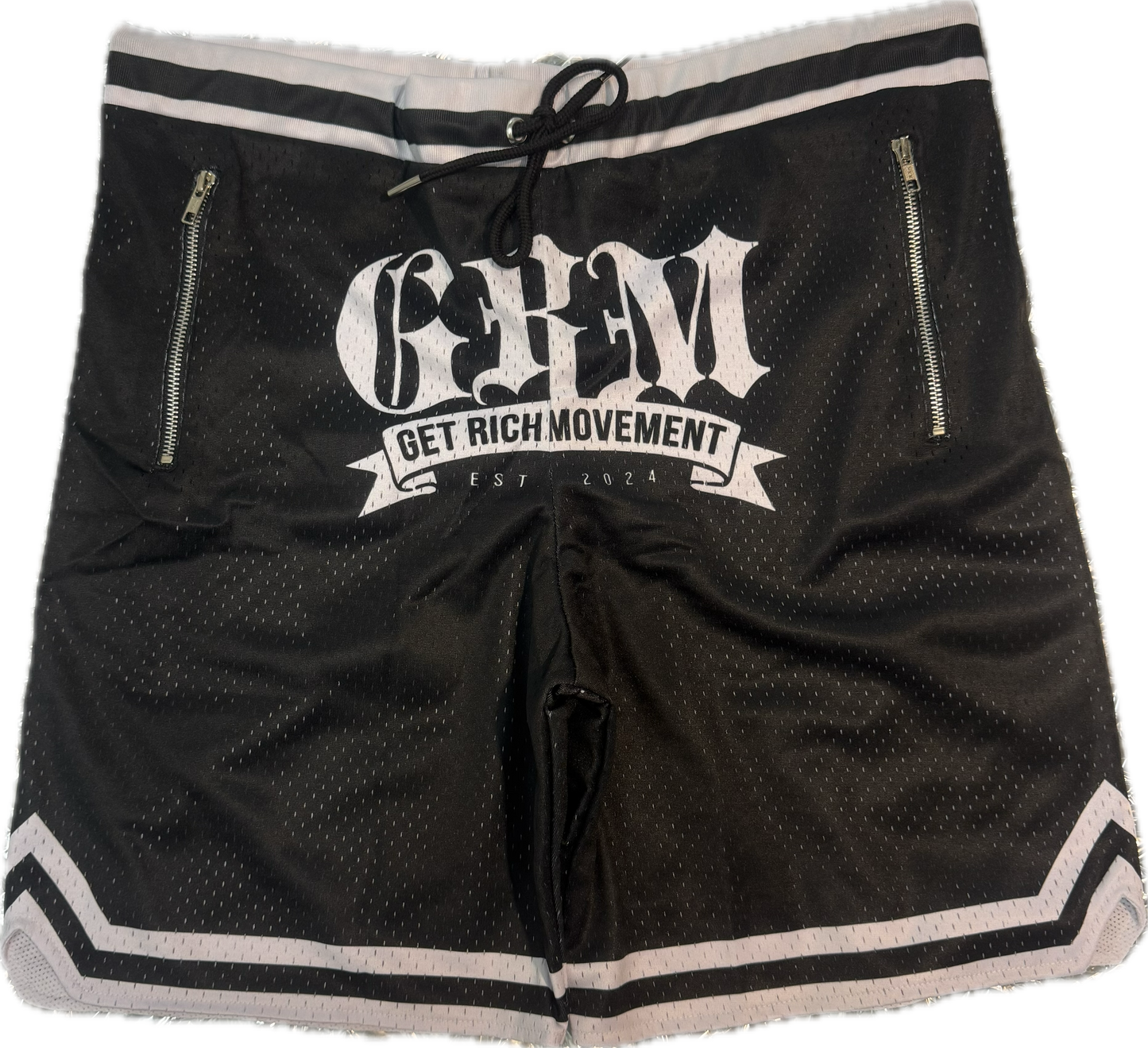 GRM men’s basketball shorts – black & white