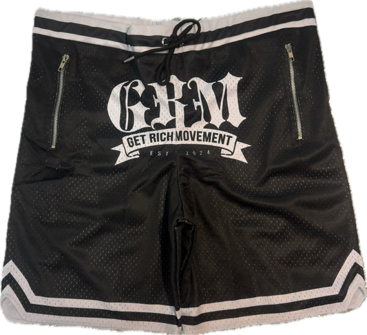 GRM men’s basketball shorts – black & white