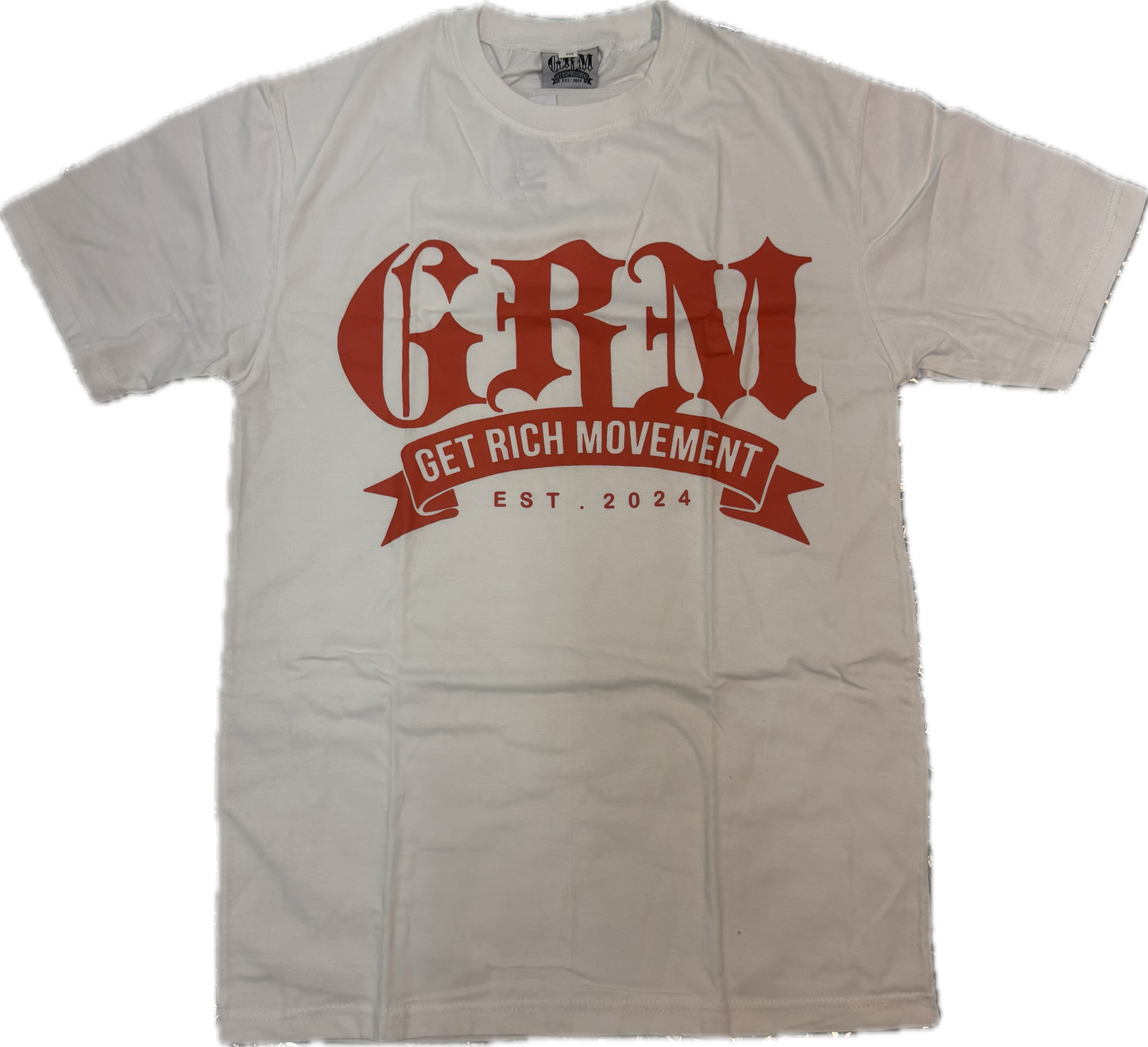GRM men’s t-shirt – white & orange