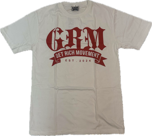 GRM men’s t-shirt – white & red