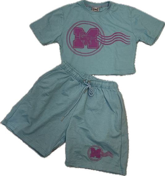 GRM women’s cotton two-piece set – blue & purple