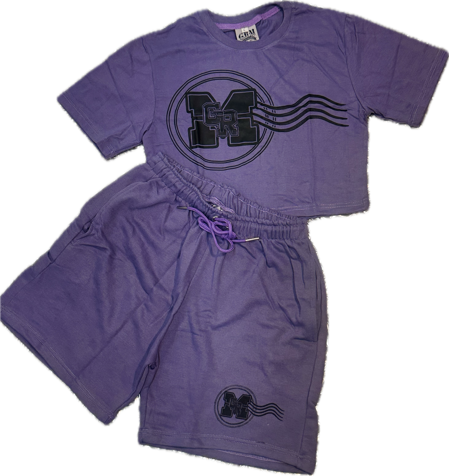 GRM women’s cotton two-piece set – purple & black
