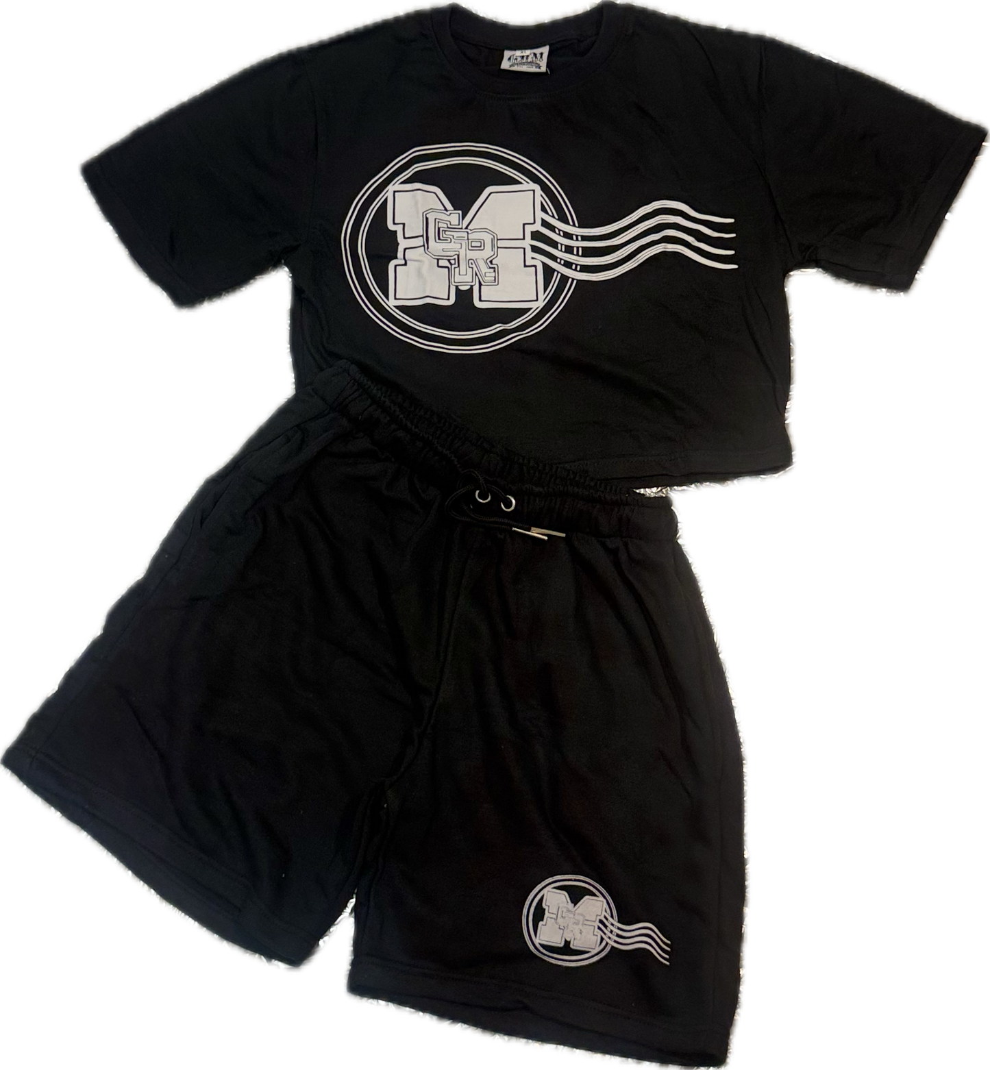 GRM women’s cotton two-piece set – black & white