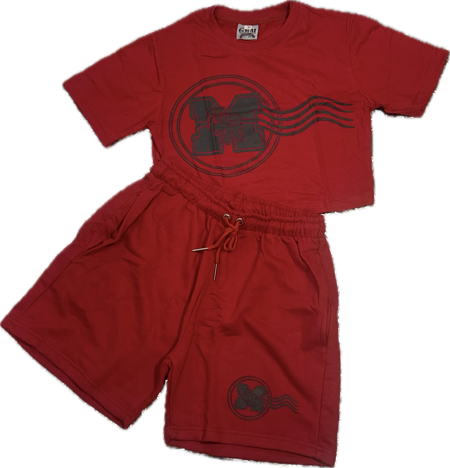 GRM women’s cotton two-piece set – red & black