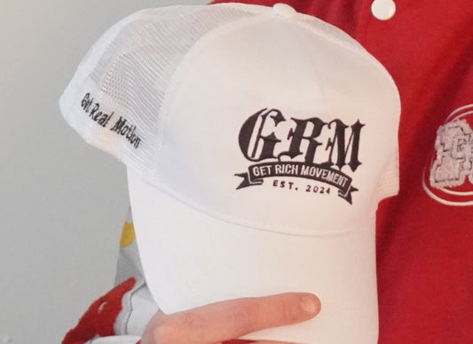 GRM White Snapback Hat
