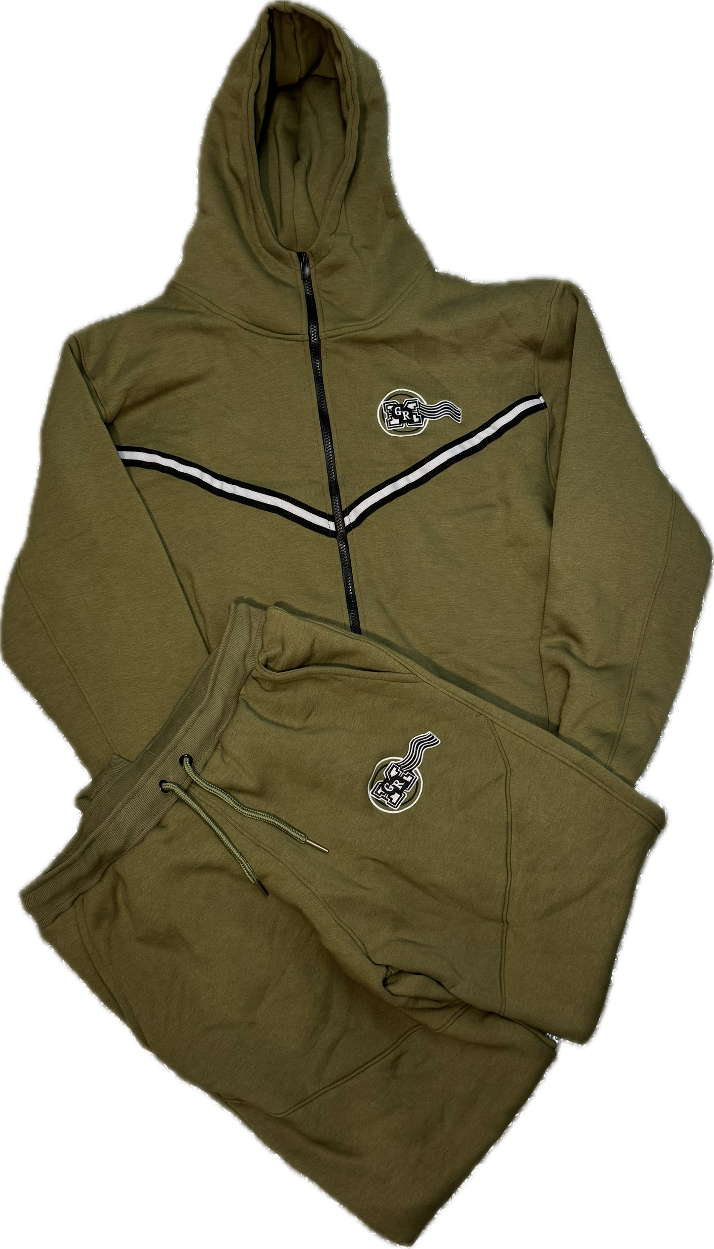 GRM army green tech jogging suit