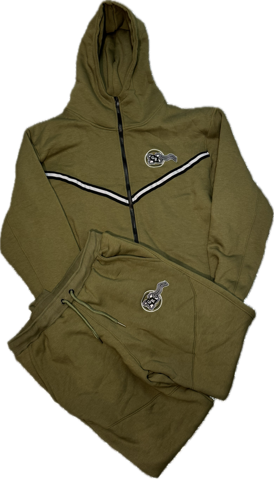 GRM army green tech jogging suit