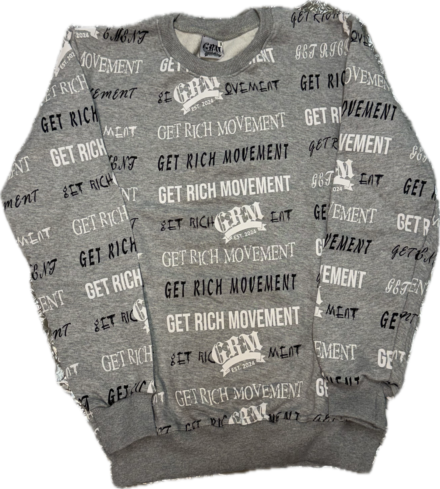 GRM grey and white printed sweater