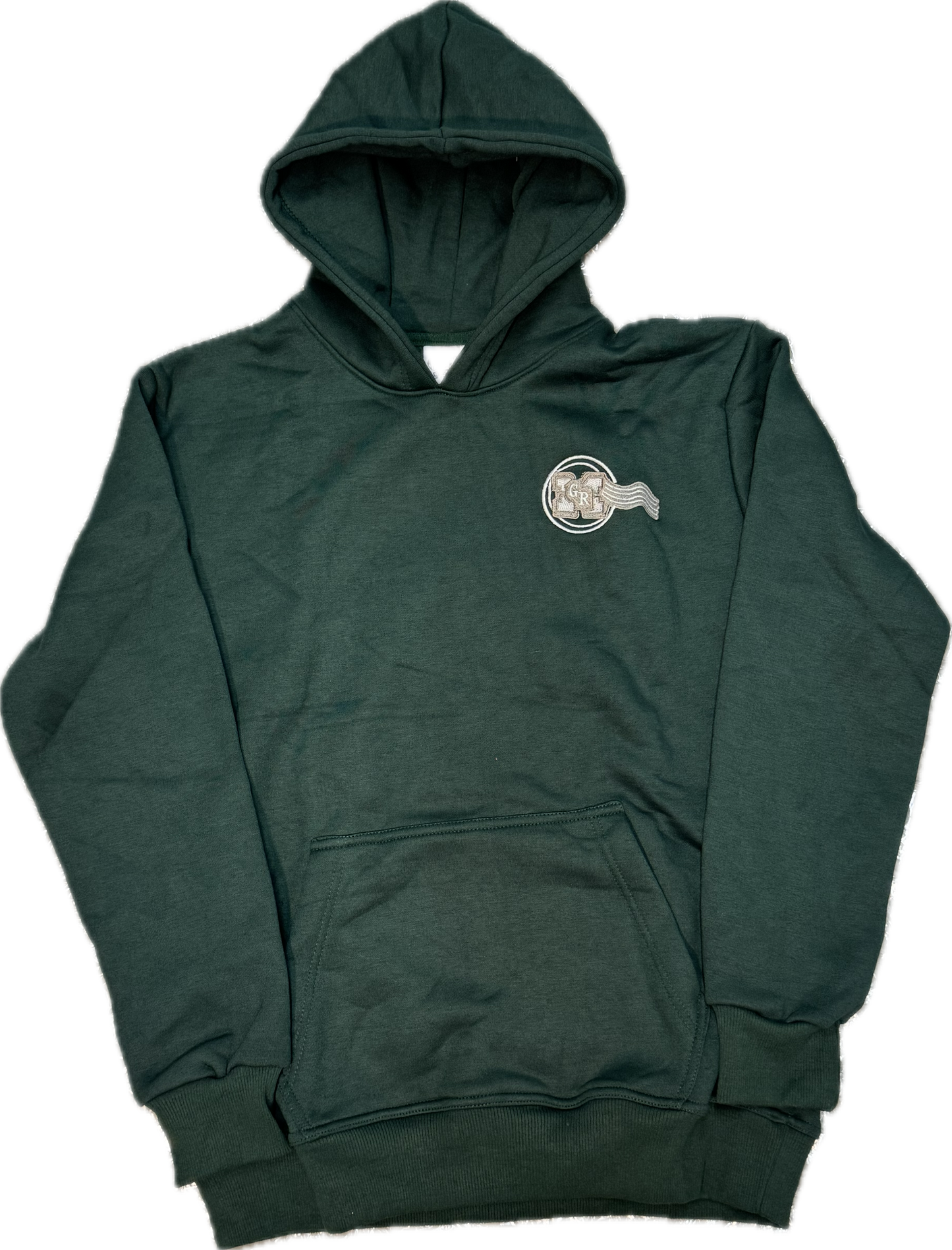 GRM dark green hoodie.